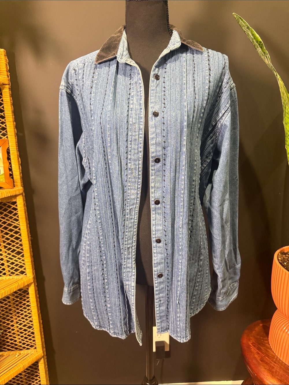 Denim button down